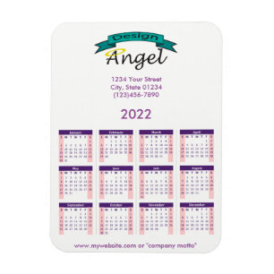 2022 Lila Kalender mit Ihrem Logo Magnet