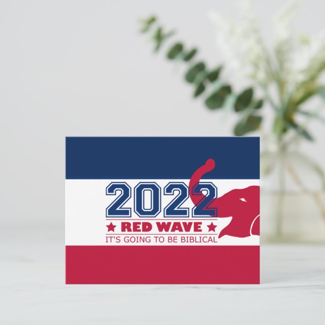 2022 Midterm Elections Red Wave Red Elephant USA Postkarte (Stehend Vorderseite)