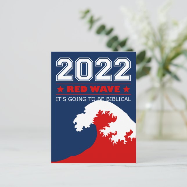 2022 Midterms RED WAVE - Es wird biblisch Postkarte (Stehend Vorderseite)