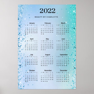 2022! Modernes Glitzer Calender Poster