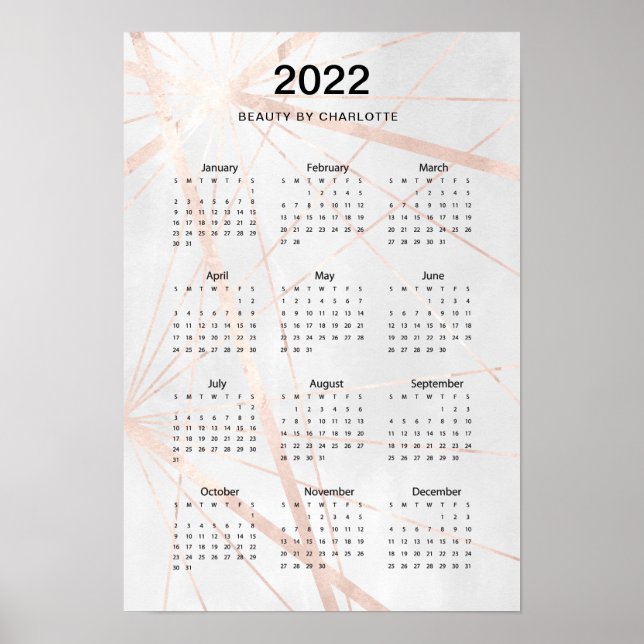 2022! Modernes Watercolor Kalender Poster. Poster (Vorne)