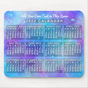 2022 Monatlicher Kalender Blaue Aquarellsterne Mousepad