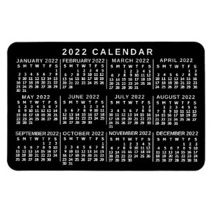 2022 Monatskalender Klassisch Schwarz/Weiß Magnet
