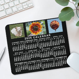 2022 Monatskalender Schwarz Custom 3 Fotos Mousepad