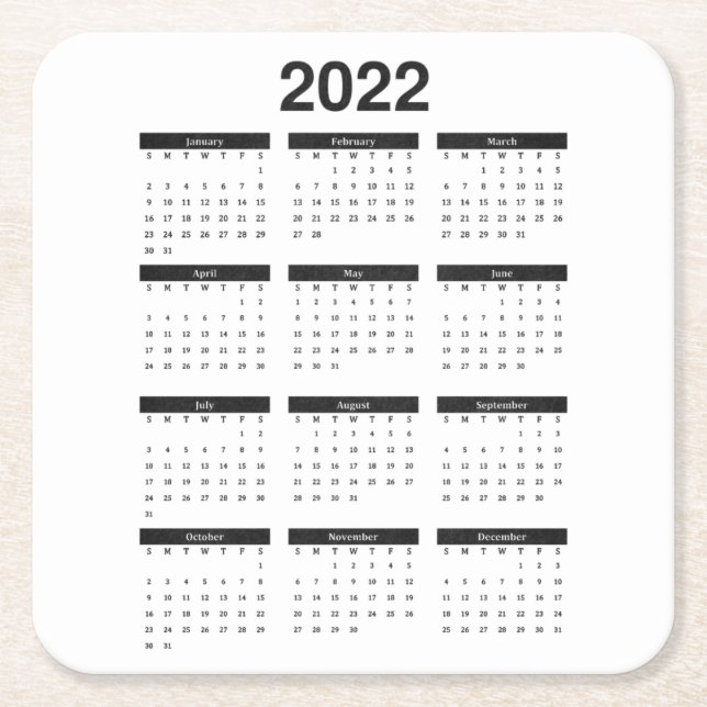 2022 Monatskalender Untersetzer des Kalenders (Vorderseite)