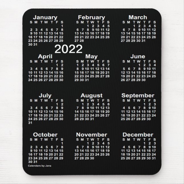 2022 Neon White Large Print Calendar von Janz Mous Mousepad (Vorne)