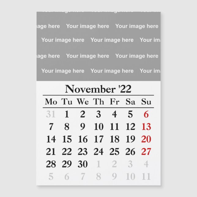 2022 November Kalender Magnetkarte (Vorderseite)