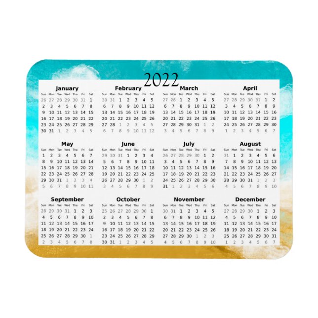 2022 Ocean Beach Kalender Mini Magnet (Horizontal)