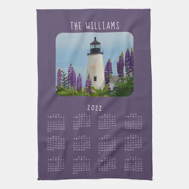 2022 Pemaquid Point Plum Lighthouse Calendar Geschirrtuch (Vertikal)