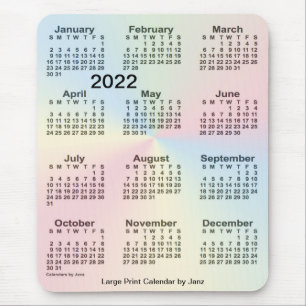 2022 Rainbow Cloud Large Print Calendar by Janz Mousepad