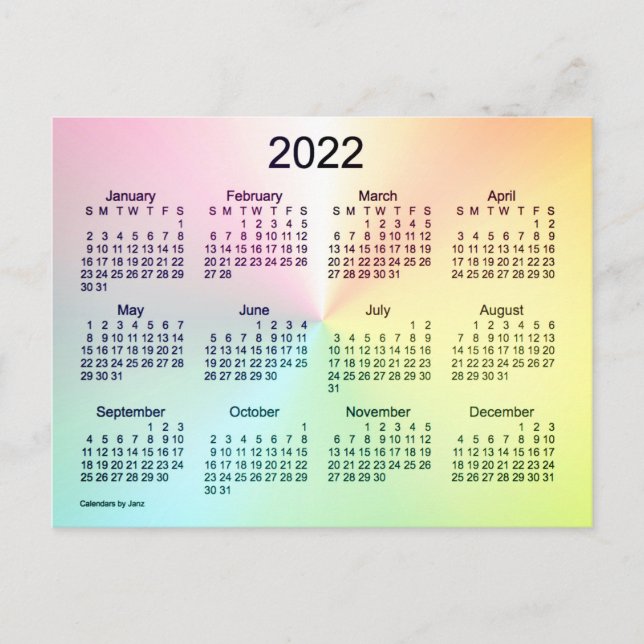 2022 Recoleta Shimmer Mini Calendar von Janz Postkarte (Vorderseite)