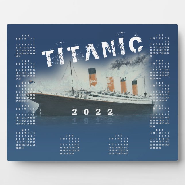 2022 RMS Titanic Blue Calendar Plaque Fotoplatte (Vorderseite)
