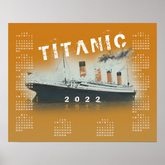 2022 RMS Titanic Burnt Orange Kalender Poster (Vorne)