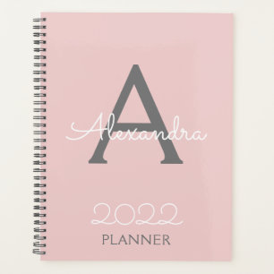 2022 Rosa-Rosa-Monogramm-Elegant Planer