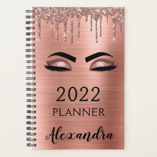 2022 Rose Gold Blush Pink Glitzer Eyelashes Planer