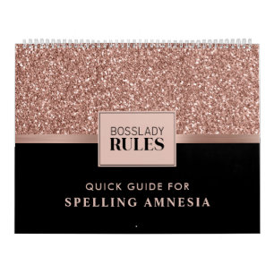 2022 Rose Gold Glitzer Black Spelling Amnesia Kalender