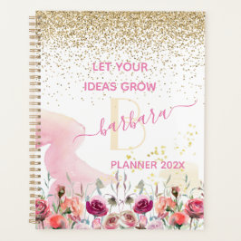2022 Rose Gold - Rosa Glitzer Monogramm Planer