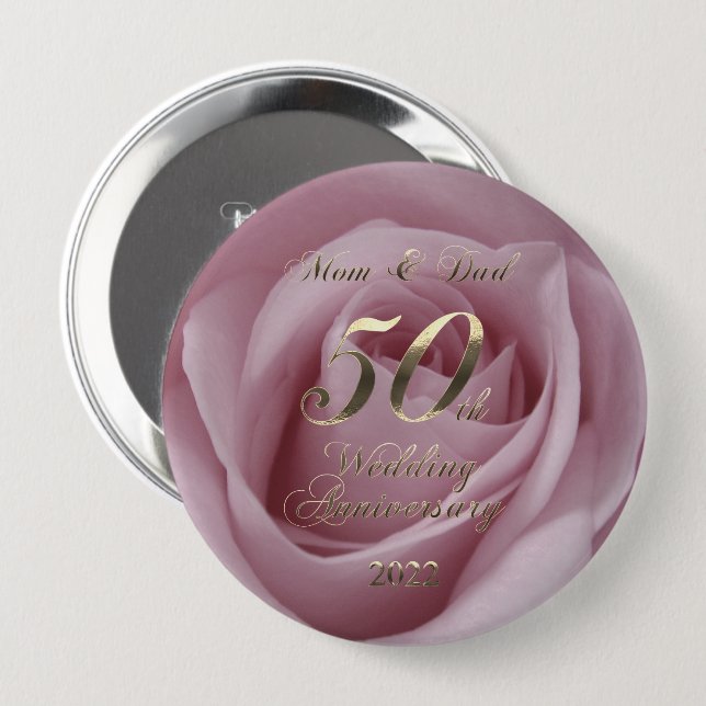 2022 Rose Golden Wedding 50 Jahre Parents Button (Vorne & Hinten)