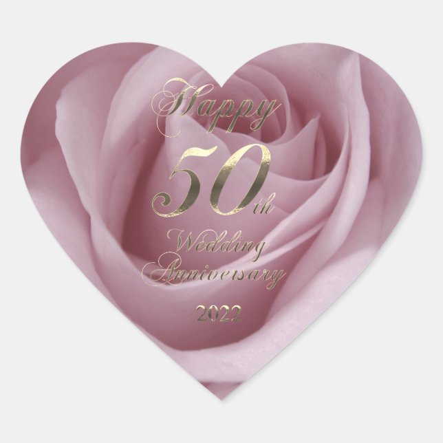 2022 Rose Golden Wedding Parents 50 Jahre alt Herz-Aufkleber (Vorderseite)