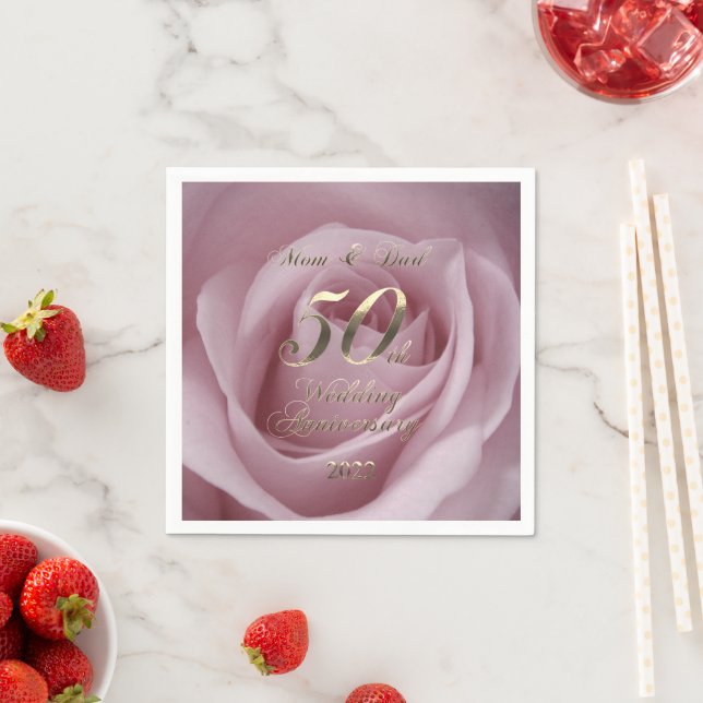 2022 Rose Golden Wedding Parents 50 Jahre alt Serviette (Beispiel)