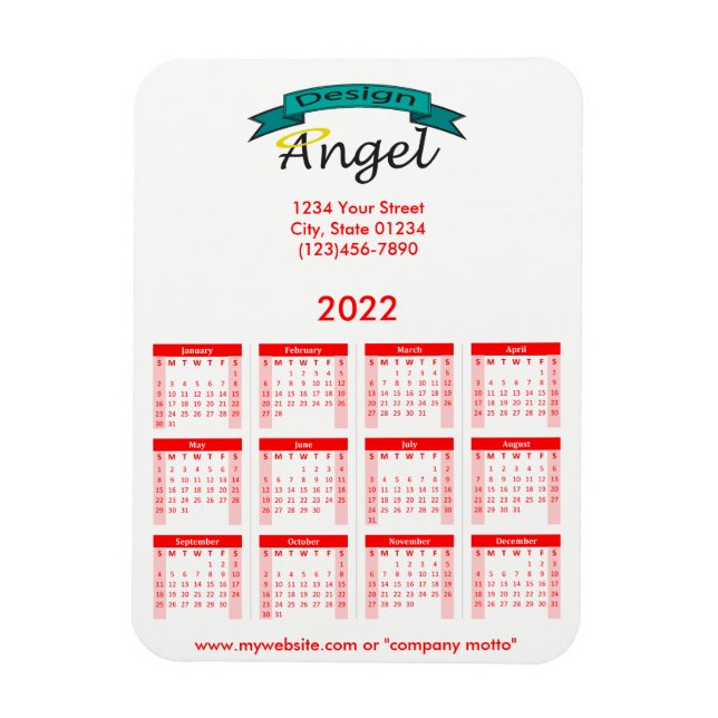 2022 Roter Kalender für Ihr Logo Magnet (Vertikal)