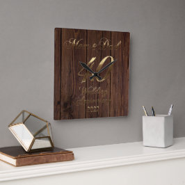 2022 Rustic Ruby Wedding 40 Jahre Parents Quadratische Wanduhr