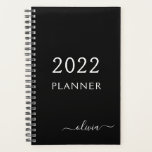 2022 Schwarz-weißer Name der Girly Script Monogram Planer<br><div class="desc">2022 White and Black Monogram Add your own Script Name 2022 Kalender Wedding Event Planner. Das macht den perfekten 16 Geburtstag,  Hochzeit,  Brautparty,  Jubiläum,  Babydusche oder Junggeselinnen-Abschied Geschenk für jemanden,  der Lieben glamourösen Luxus und schicke Stile.</div>