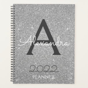 2022 Silber Glitter Glanz Monogramm Planer