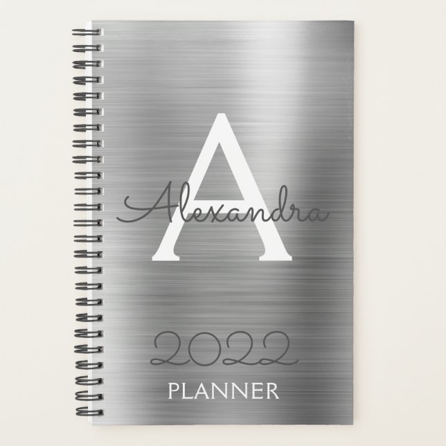 2022 Silber Metallic Monogram Modern Planer (Vorderseite)