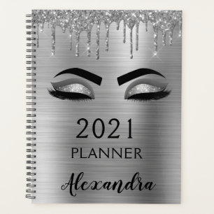 2022 Silberner Glitzer Sparkle Eyelashes Planer
