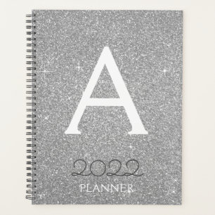 2022 Silver Glitzer Sparkle Monogram Planer