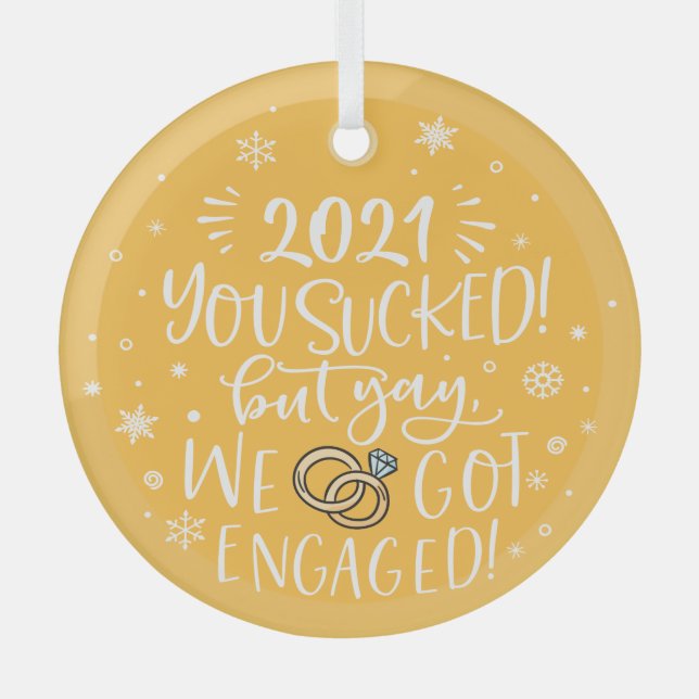 2022 sind zum Kotzen aber wir got verlobt Spaß Kee Ornament Aus Glas (Vorderseite)