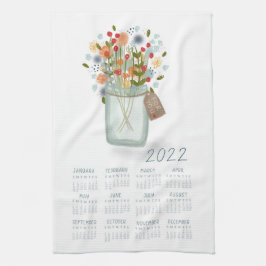 2022 Tea Towel Calendar Flower Jar Kitchen Towel Geschirrtuch