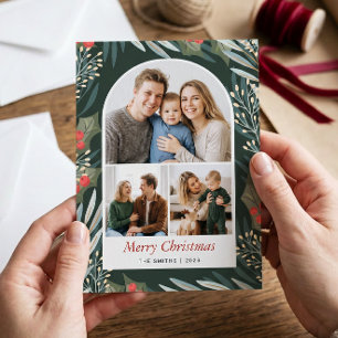 2022 Trendy Arch Photo Winter Botanical Christmas Feiertagskarte