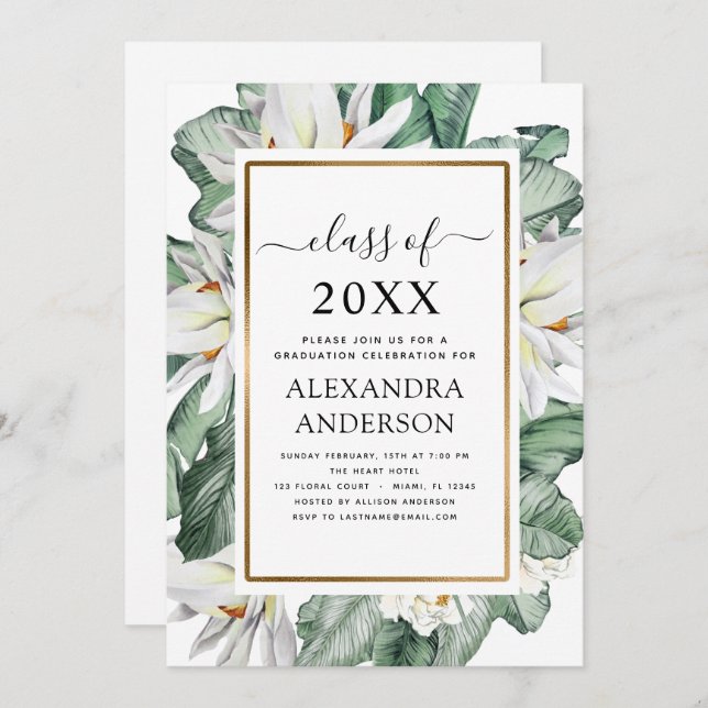 2022 Tropischer Abschluss Einladung (Vorne/Hinten)