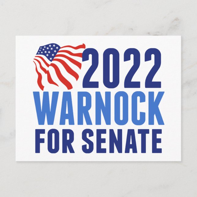 2022 Warnock für die georgische Wahlflagge im US-S Postkarte (Vorderseite)