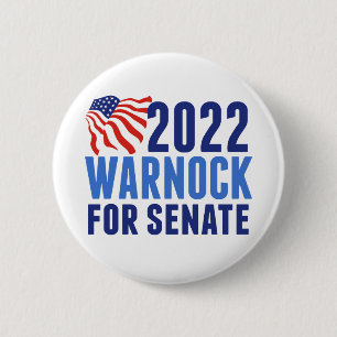 2022 Warnock für US Senat Georgia American Flag Button
