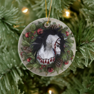 2022 Weihnachtspferd 2-seitig Keramik Ornament