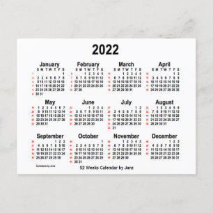 2022 Weißer 52-Wochen-Kalender von Janz Postkarte
