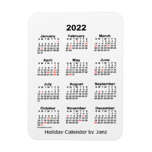 2022 White Holiday Calendar von Janz Magnet