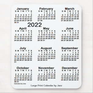 2022 White Large Print Calendar von Janz Mousepad
