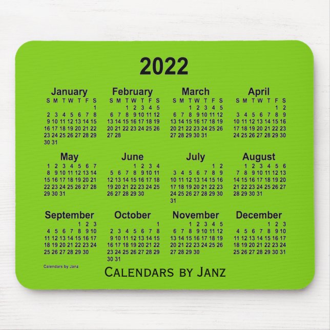2022 Yellow Green Calendar von Janz Mouse Pad Mousepad (Vorne)