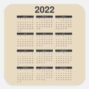 2022 Zwölfmonatiger Kalender Quadratischer Aufkleber