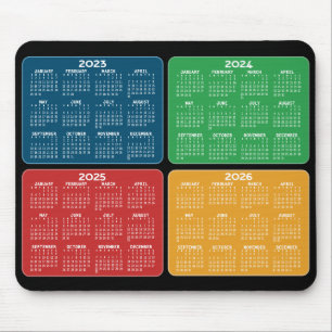 2023 2024 2025 2026 Kalender 4 Jahre Primärfarben Mousepad