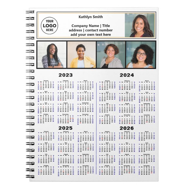 2023 2024 2025 2026 Kalender Foto Modernes Busines Notizblock (Vorderseite)