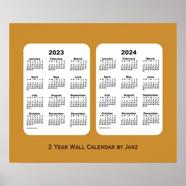 2023-2024 Gold 2 Year Wall Calendar by Janz Poster (Vorne)