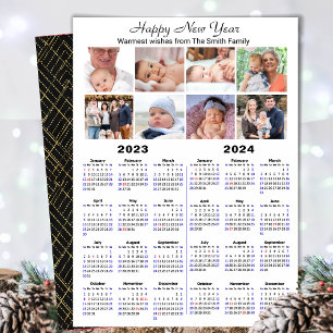 2023 - 2024 Kalender Moderne Familie 8 Foto Collag Feiertagskarte