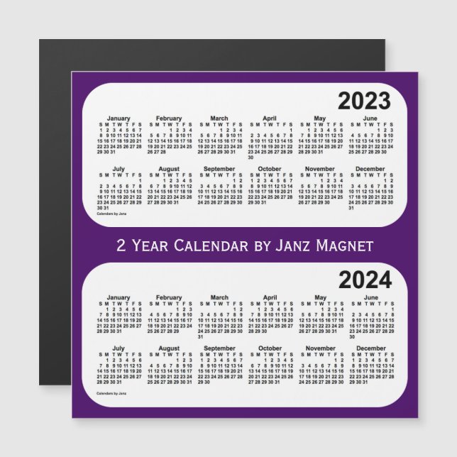 2023-2024 Lila 2-Jahres-Kalender von Janz Magnet (Vorne/Hinten)