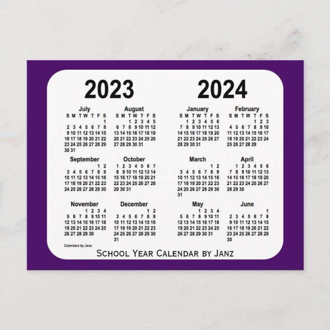 2023-2024 Lila Minischulkalender von Janz Postkarte (Vorderseite)