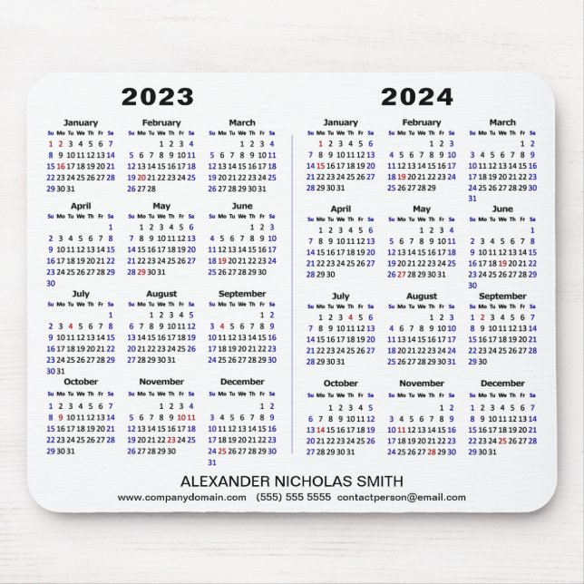 2023 - 2024 Minimalistischer Kalender Mousepad (Vorne)